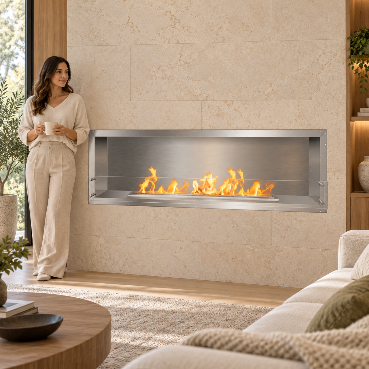 72-Inch Single-Sided Bioethanol Fireplace Firebox
