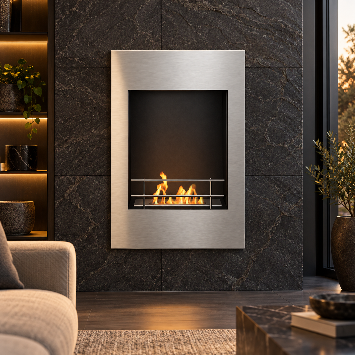 Xelo Vertical Wall-Mounted Bioethanol Fireplace